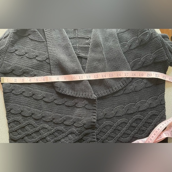 Vintage Cotton Ginny Black Cable Knit Open Sweater Size Large - Picture 6 of 9